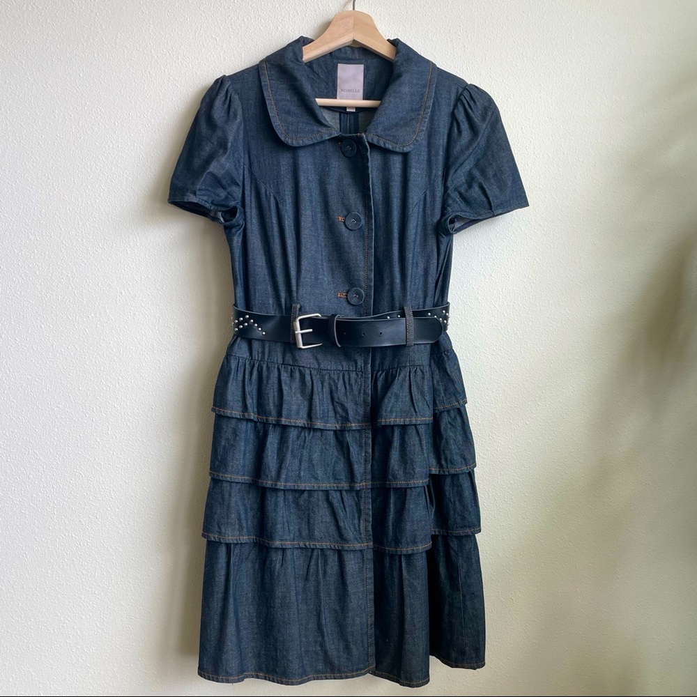 Moiselle Denim Ruffle Designer Dress